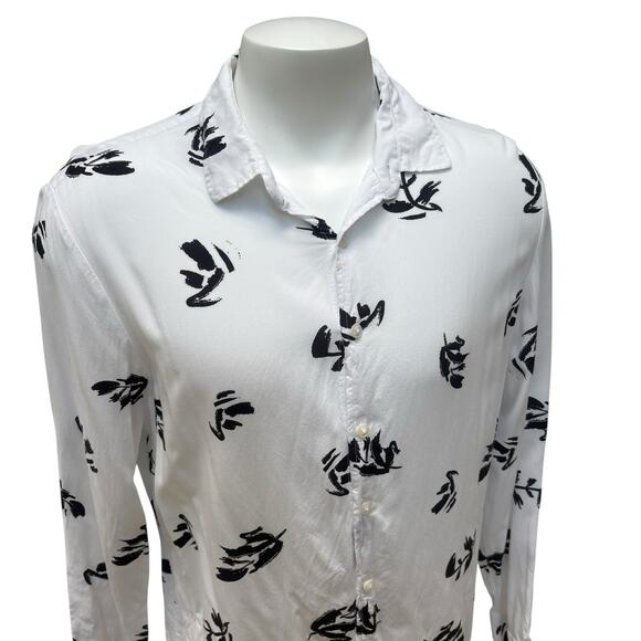 YoungLA Shirt Sz L White Black Button Up Casual Scarface Viscose Abstract - Picture 2 of 10